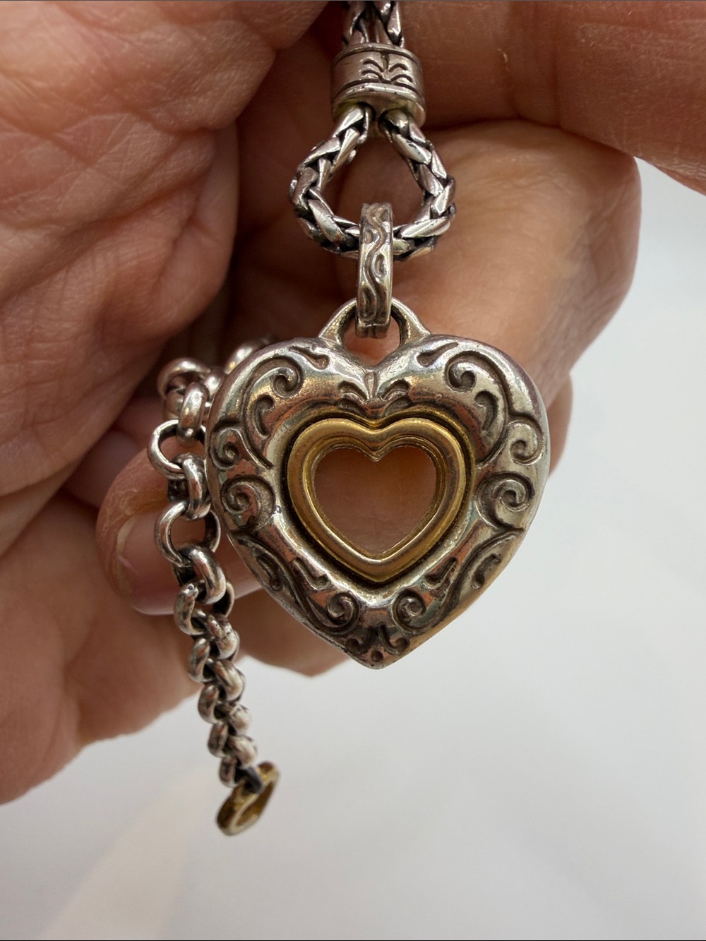 Brighton Contempo Two-Tone Reversible Heart Necklace JN5413 - Picture 5 of 6